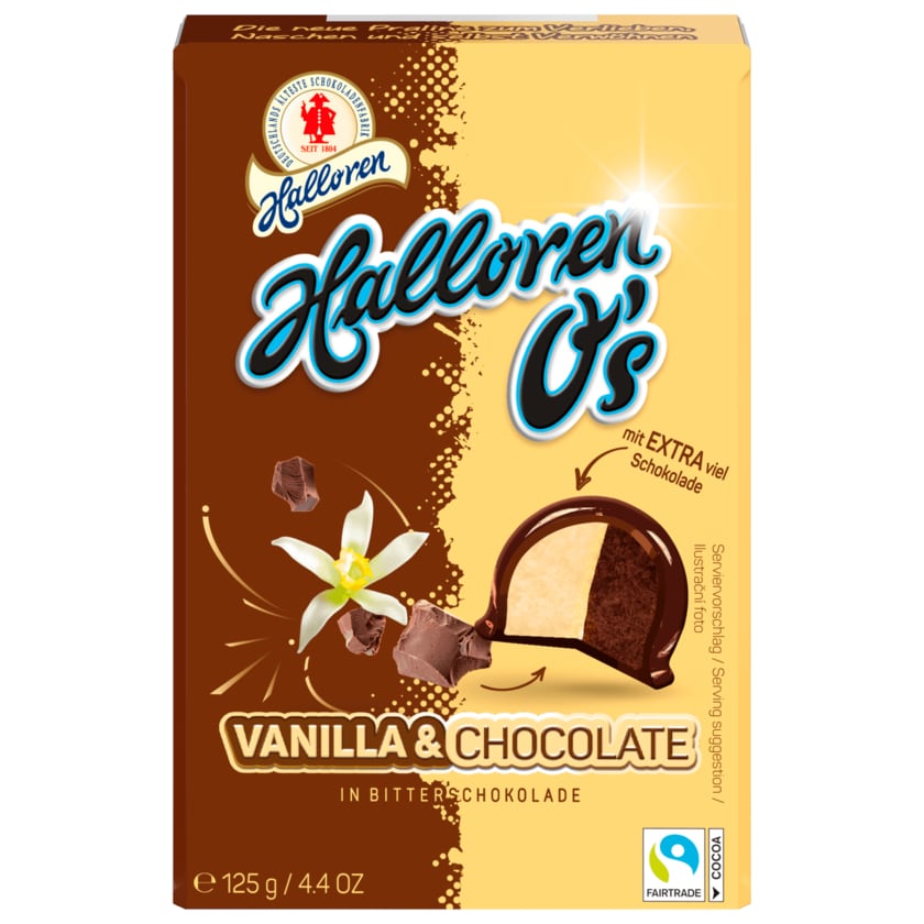 Halloren O's Vanilla & Chocolate in Bitterschokolade 125g